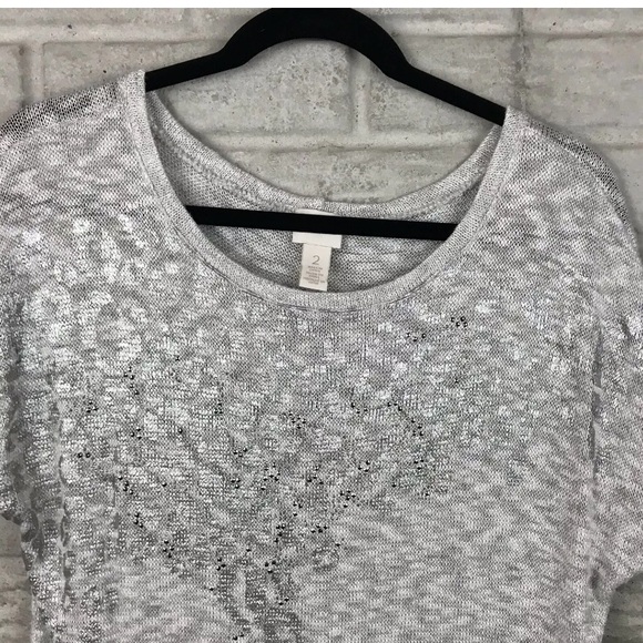 Chico’s Open Knit Embellished Top - Picture 4 of 11